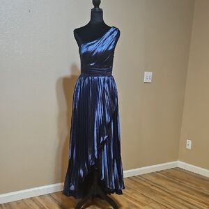 Elegant One-Shoulder Blue Dress